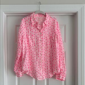 Lilly Pulitzer Vibrant Pink Patterned Blouse